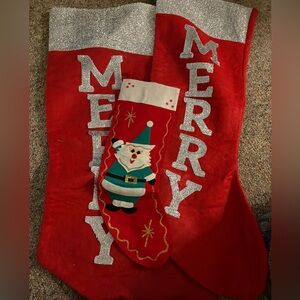 Vintage Christmas Stockings 2 Large & 1 Small Japan
